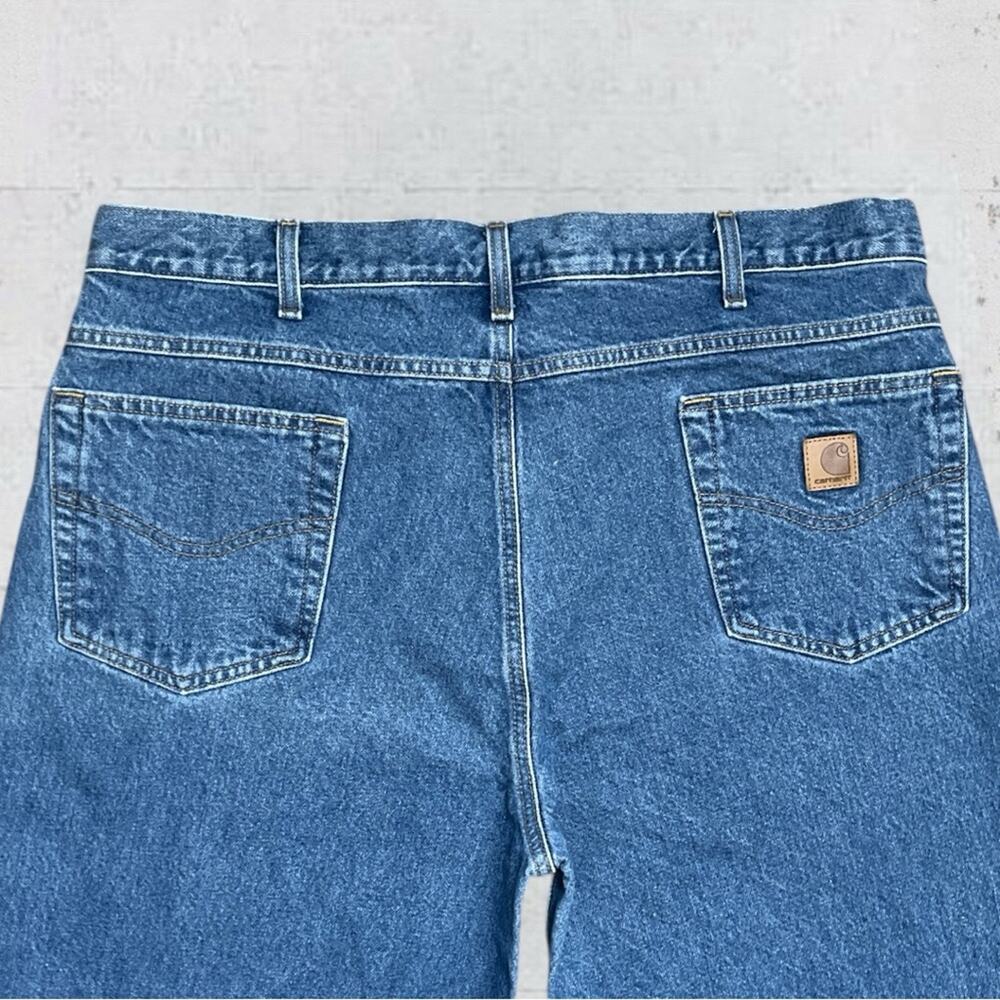 Carhartt Relaxed Fit Denim Blue Jeans Mens 40X32 Work 817 DST - Picture 5 of 10
